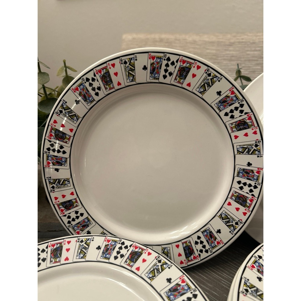 Lillian Vernon Playing Cards Dessert Plate Snacks Dish Poker Game Night Set of 8